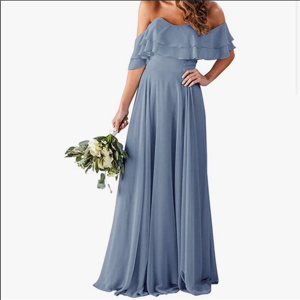 Dusty Blue Chiffon Bridesmaid Dress